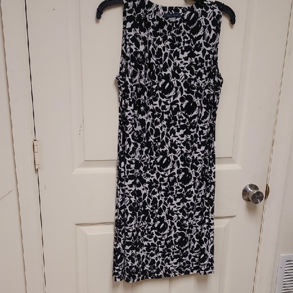 Tommy Hilfiger Black and Cream Patterned Midi Dress
